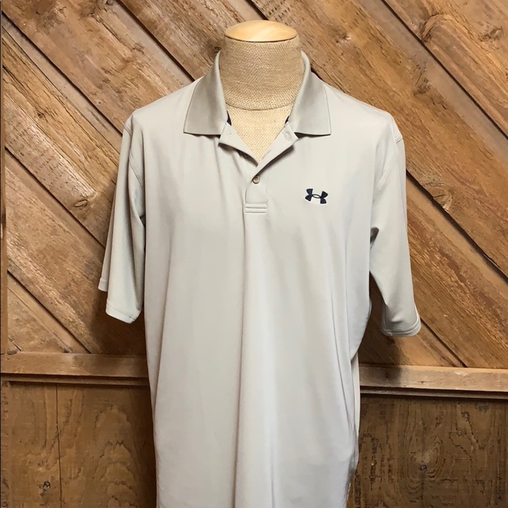 Under Armour tan stretch polo L